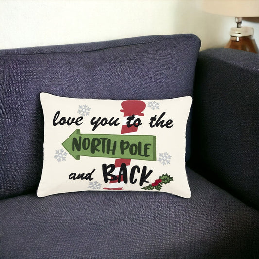 14" X 20" Off White Christmas Cotton Throw Pillow FurniFindUSA