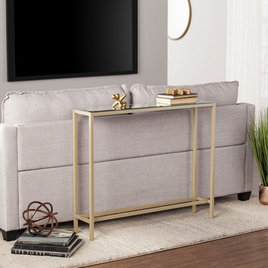 36" Silver and Gold Mirrored Glass Console Table HomeRoots