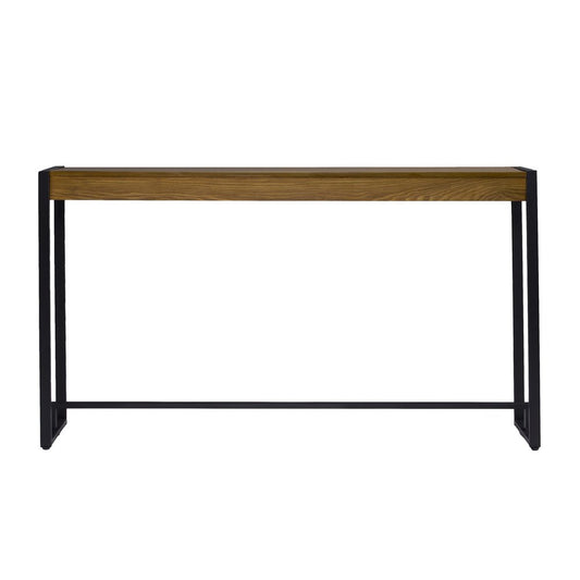 54" Gray Brown and Black Distressed Sled Console Table HomeRoots