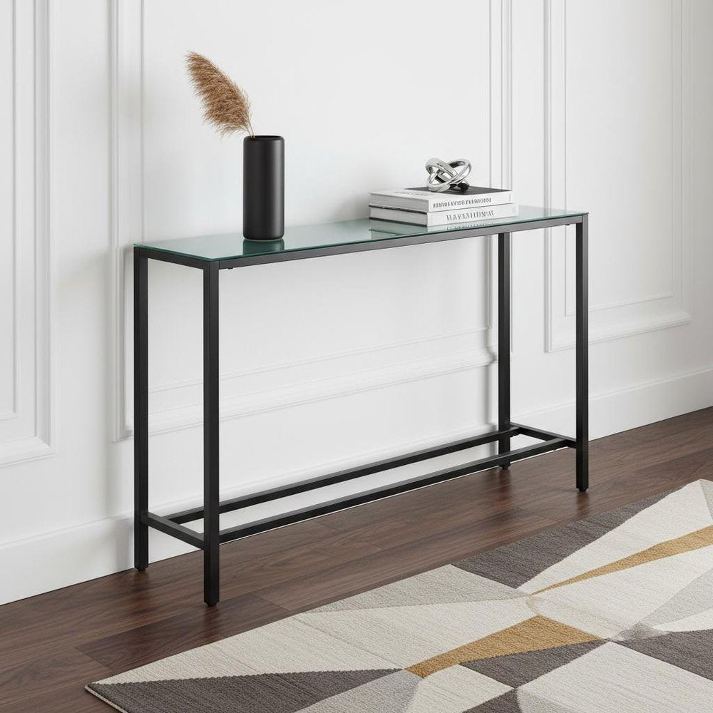 56" Black Mirrored Glass Console Table HomeRoots