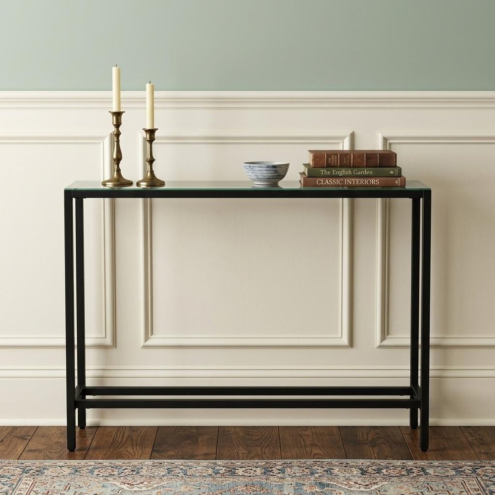 36" Black Mirrored Glass Console Table HomeRoots