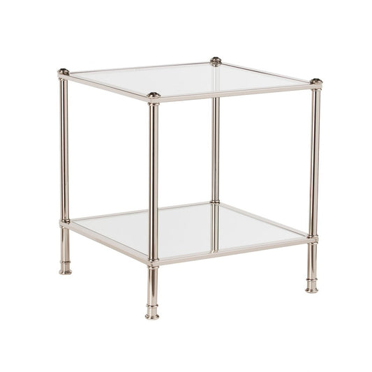 24" Silver Glass And Iron Square Mirrored End Table HomeRoots