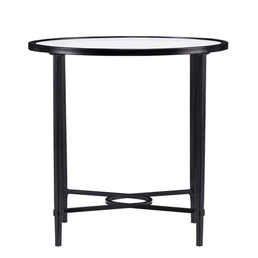 25" Black And Clear Glass Oval End Table HomeRoots