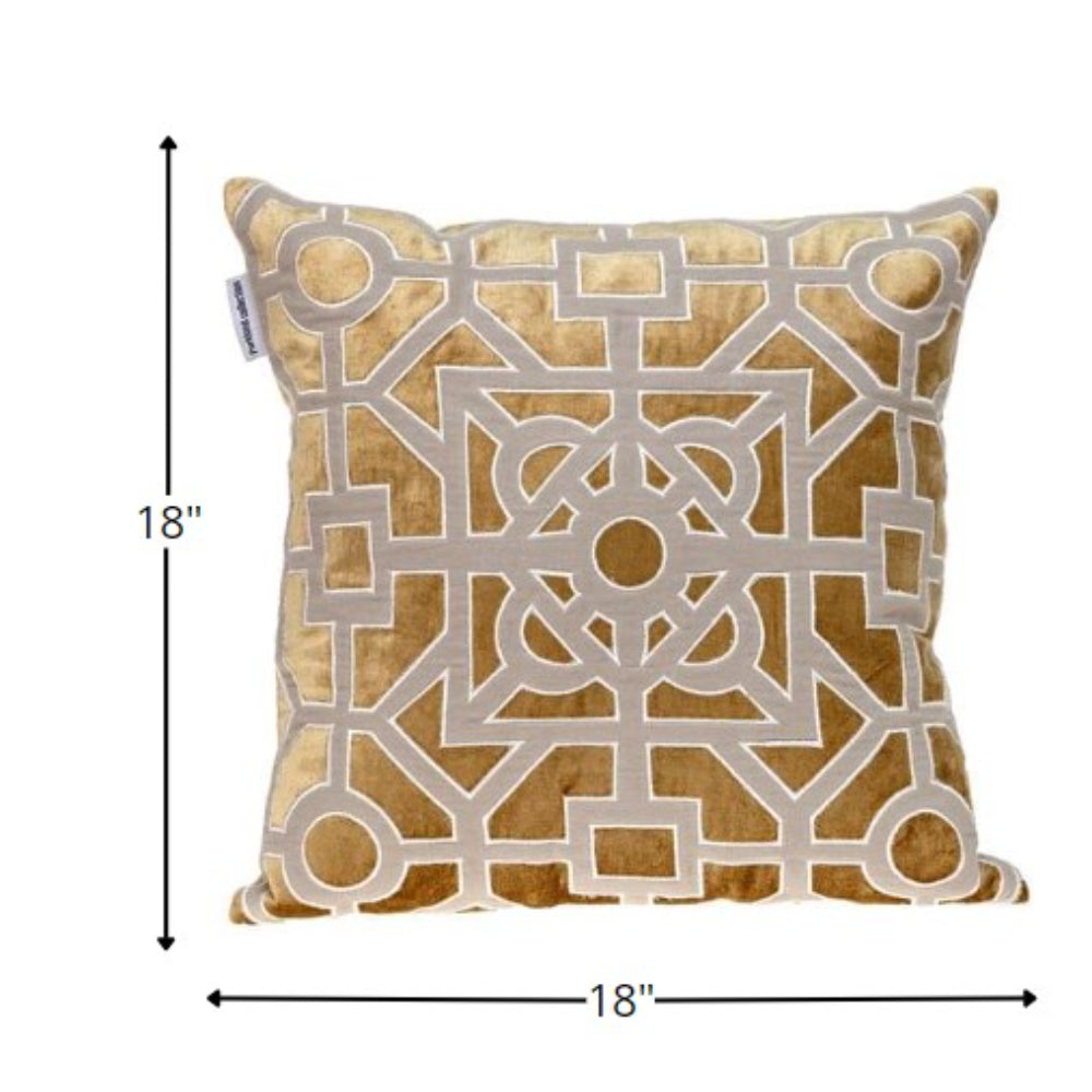 18 X 18 Gold Abstract Velvet Throw Pillow FurniFindUSA