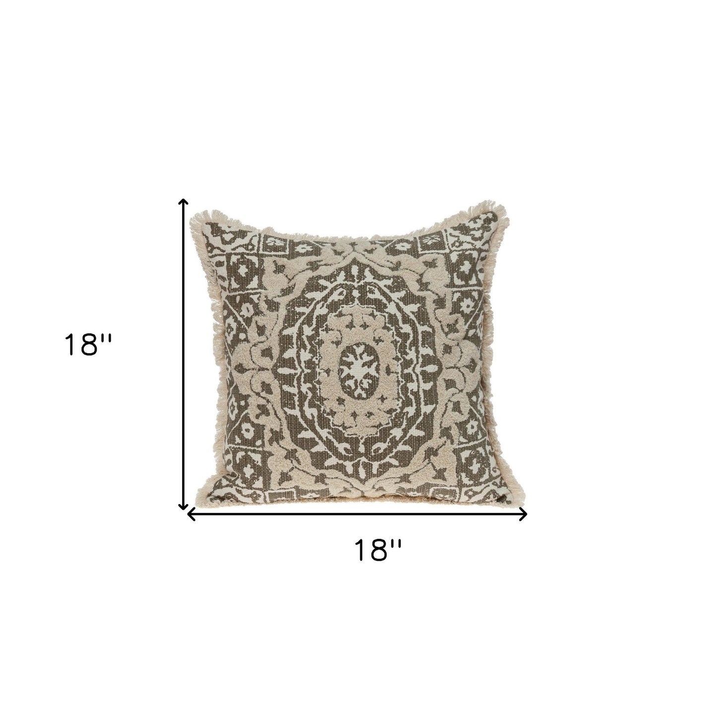 Boho Garland Beige and Dark Brown Decorative Accent Pillow FurniFindUSA