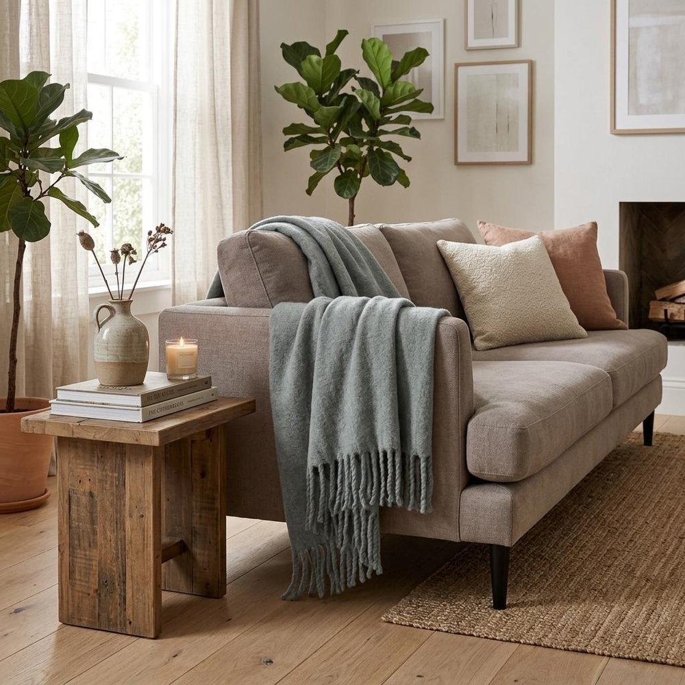 Super Soft Gray Soft Solid Color Handloomed Throw Blanket HomeRoots