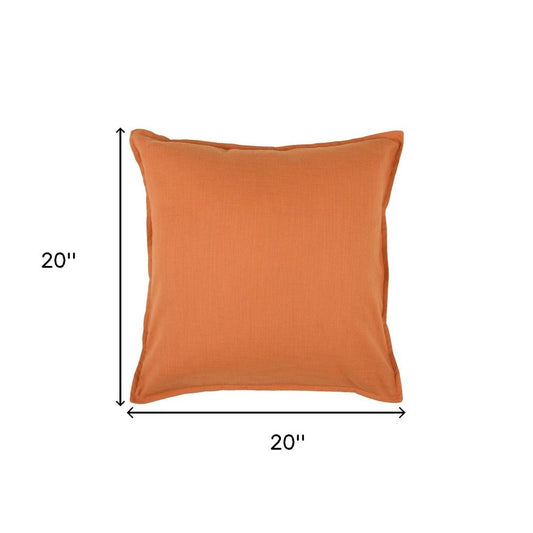 20" Orange Cotton Throw Pillow