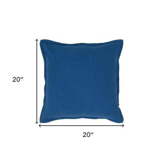 20" Blue Cotton Throw Pillow
