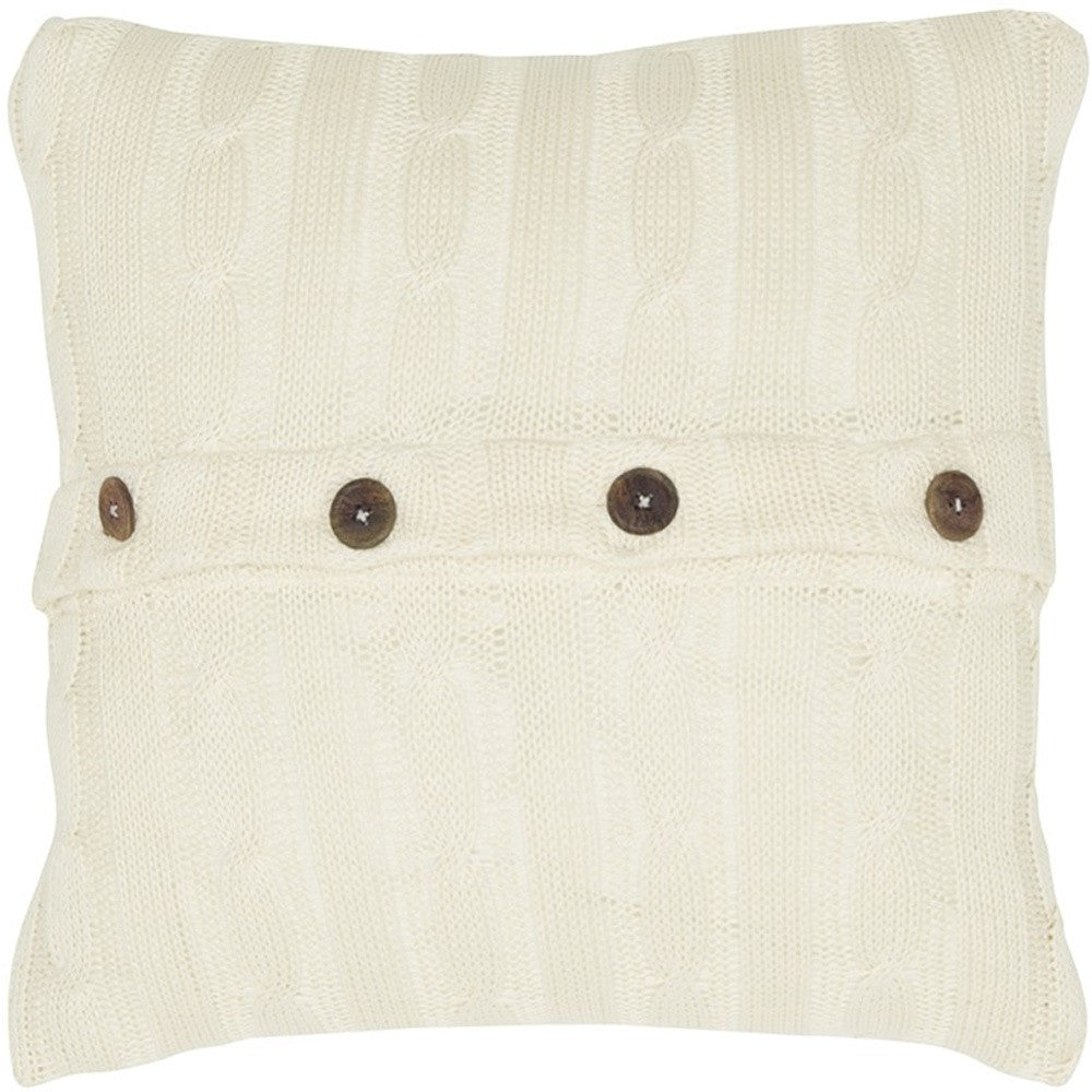 18" Ivory Cotton Throw Pillow FurniFindUSA