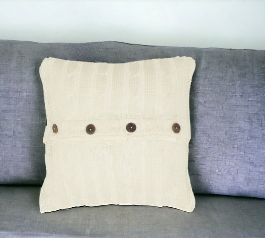 18" Ivory Cotton Throw Pillow FurniFindUSA