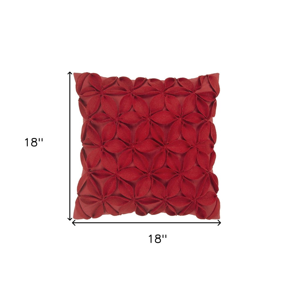 18" Red Cotton Throw Pillow HomeRoots