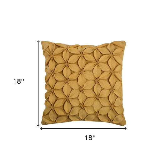 Yellow Pinwheel Floral Petal Down Throw Pillow