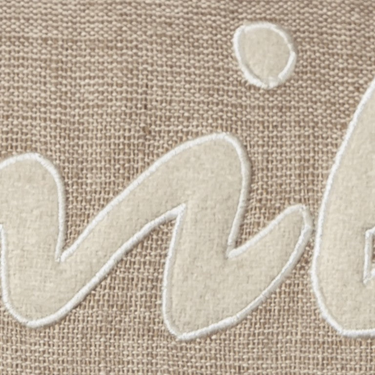 21" X 11" Tan Cotton Blend Zippered Pillow With Applique FurniFindUSA