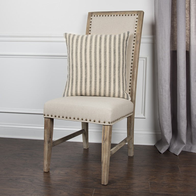 Gray Natural Ticking Stripe Throw Pillow FurniFindUSA