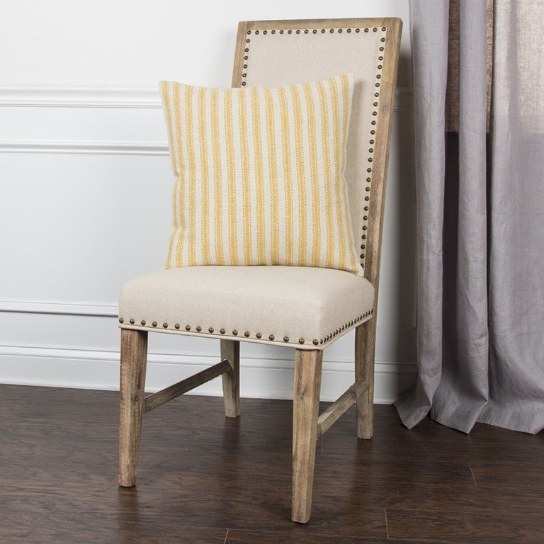 Yellow Natural Ticking Stripe Throw Pillow FurniFindUSA