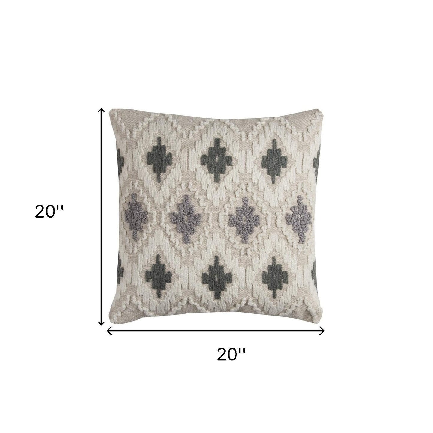 Gray Beige Classic Ikat Pattern Throw Pillow FurniFindUSA