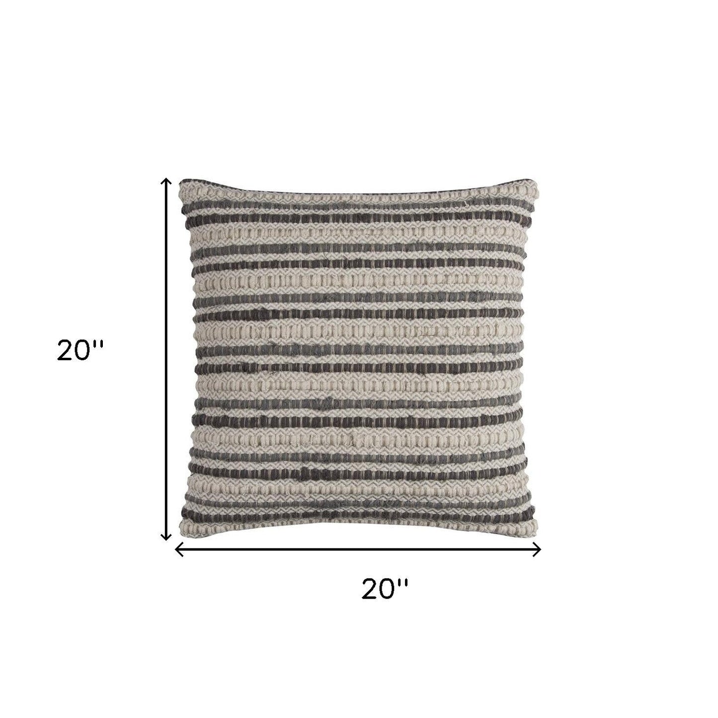 20" Gray Beige Nubby Texture Bands Throw Pillow FurniFindUSA
