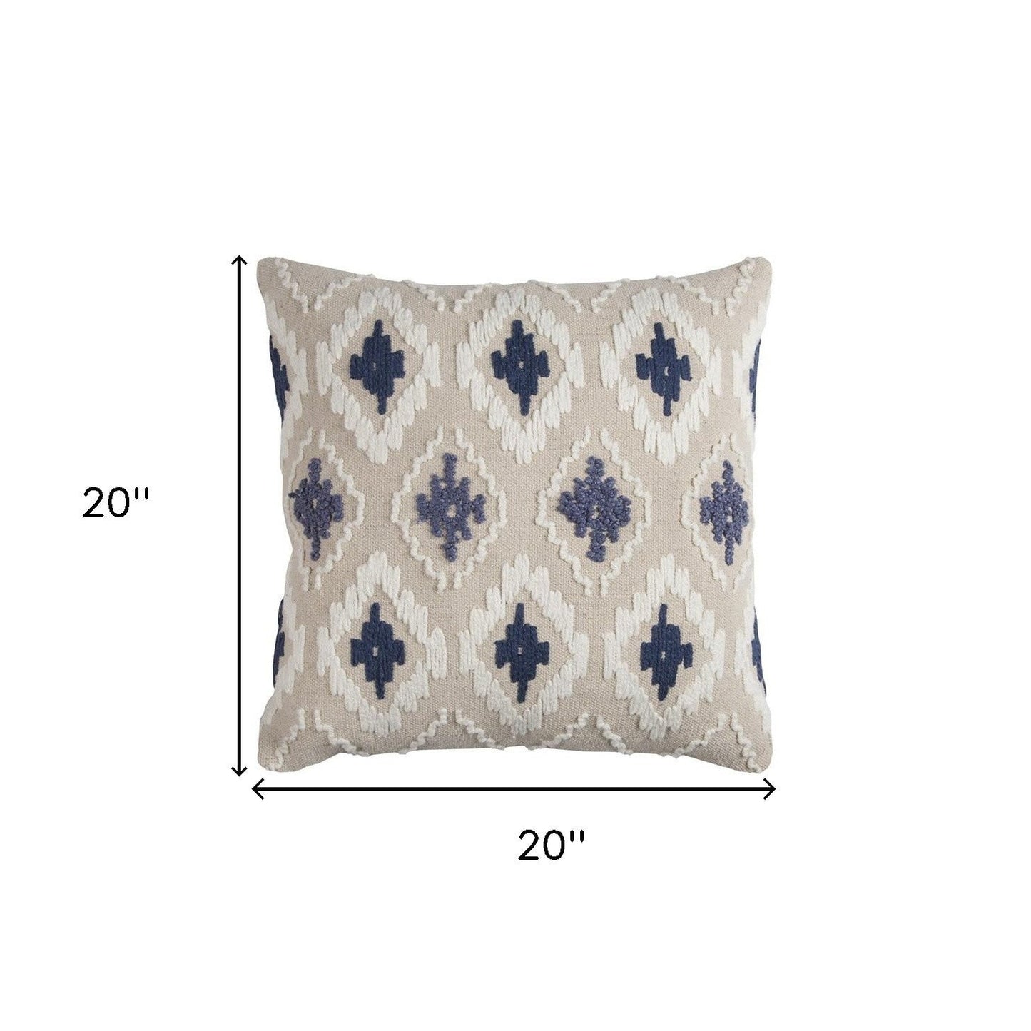 Navy Beige Classic Ikat Pattern Throw Pillow FurniFindUSA