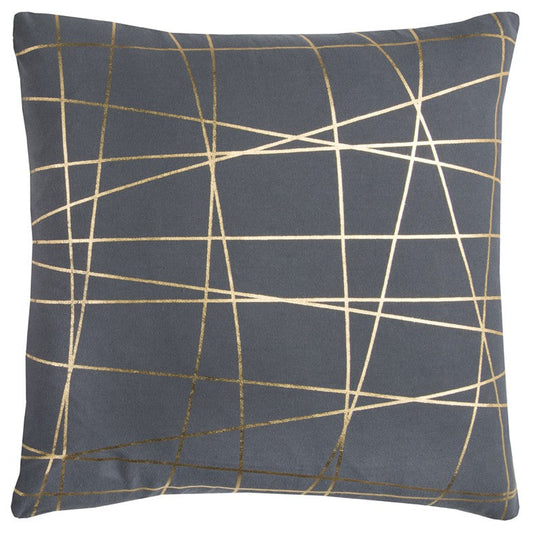 20" Gray and Gold Abstract Linework Cotton Throw Pillow FurniFindUSA