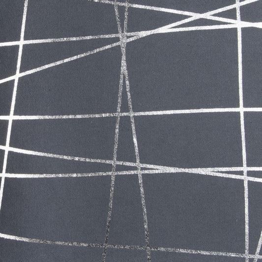 20" Gray and Silver Abstract Linework Cotton Throw Pillow