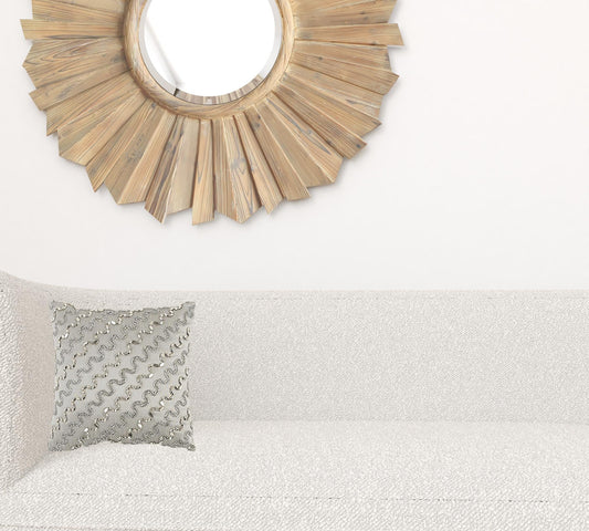 Lux Silver and Gold Beaded Chevron Throw Pillow FurniFindUSA