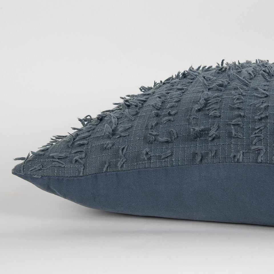 Gray Tasseling Fringe Texture Throw Pillow FurniFindUSA