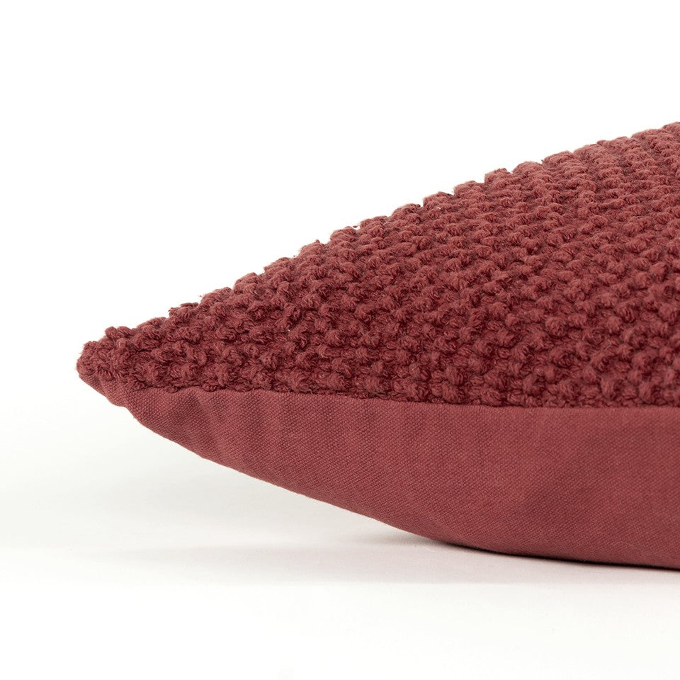 Deep Merlot Nubby Textured Modern Throw Pillow FurniFindUSA