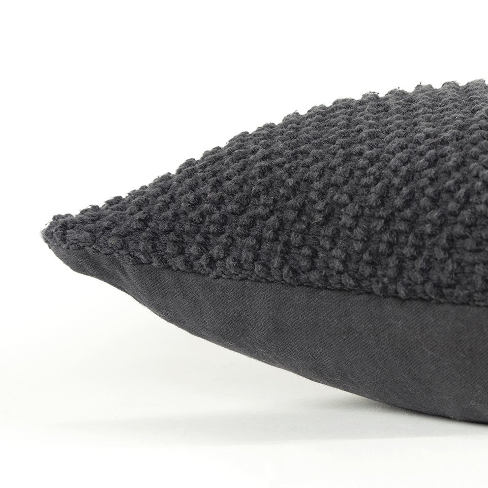 20" Black Nubby Textured Modern Throw Pillow FurniFindUSA