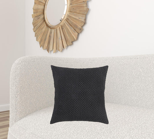 20" Black Nubby Textured Modern Throw Pillow FurniFindUSA
