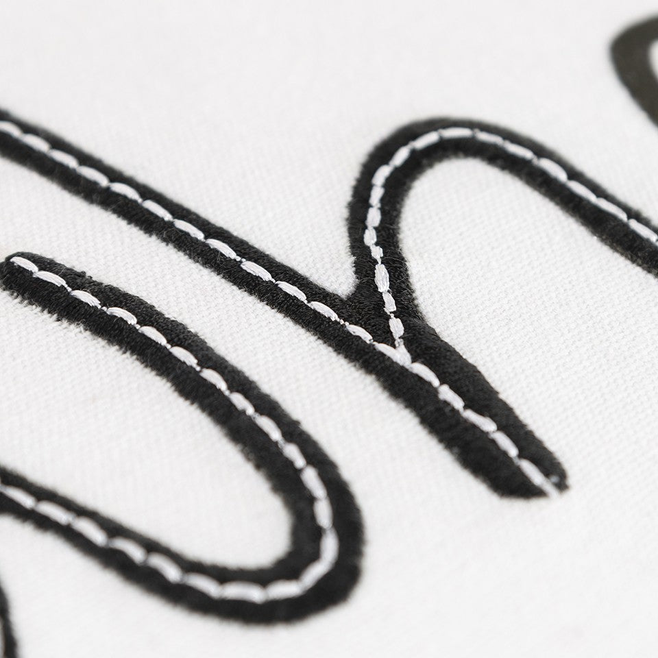 Black and White Whatever Embroidered Lumbar Pillow FurniFindUSA