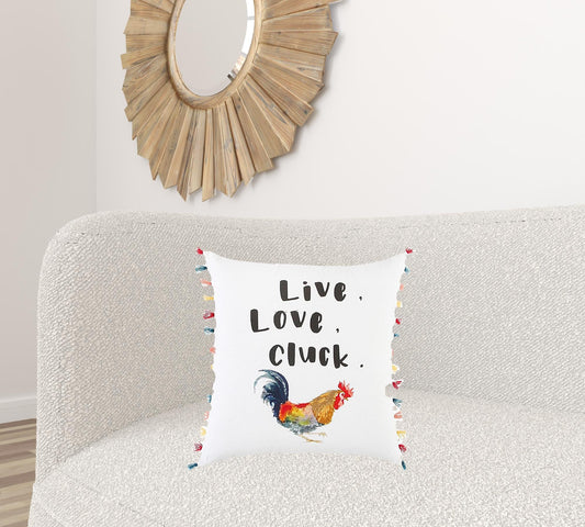 White Chicken Love Modern Throw Pillow FurniFindUSA