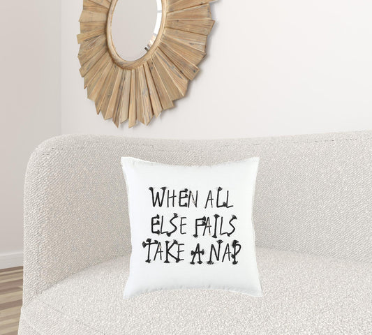 Black and White Take A Nap Throw Pillow FurniFindUSA