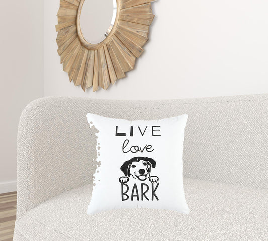 Black and White Live Love Bark Modern Throw Pillow FurniFindUSA