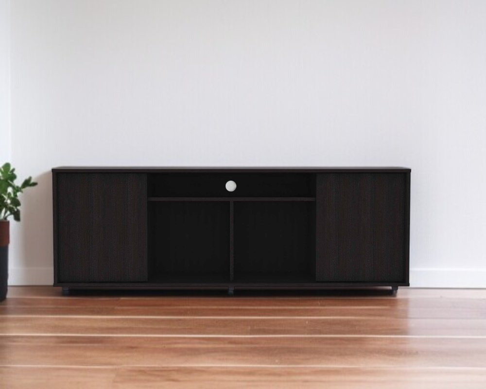 59" Black Open shelving TV Stand - FurniFindUSA