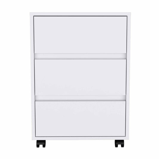 18" White Wood Accent Cabinet With Three Drawers HomeRoots