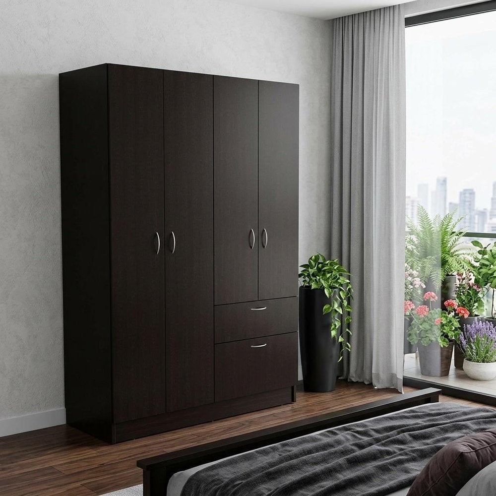 67" Black And White Wood Four Door Single Drawer Combo Dresser HomeRoots