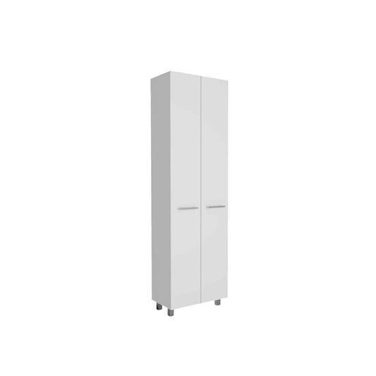 78" Modern White Pantry Cabinet with Two Full Size Doors HomeRoots