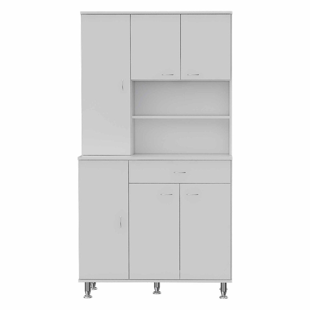 67" White Pantry Cabinet with Five Storage Shelves HomeRoots