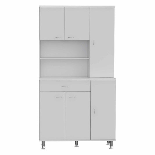 67" White Pantry Cabinet with Five Storage Shelves HomeRoots