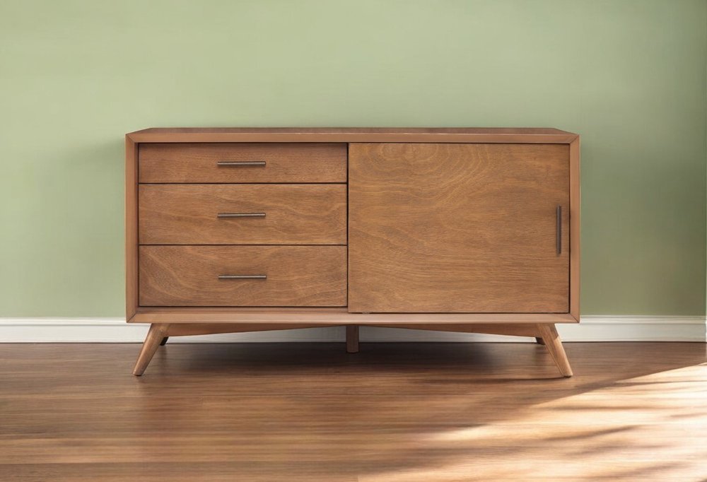 50" Mahogany Solid Wood Enclosed and Open Storage TV Stand HomeRoots