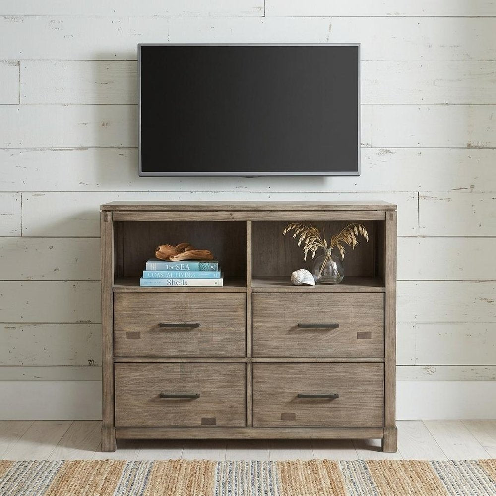 42" Brown Solid Wood Open Shelving TV Stand HomeRoots