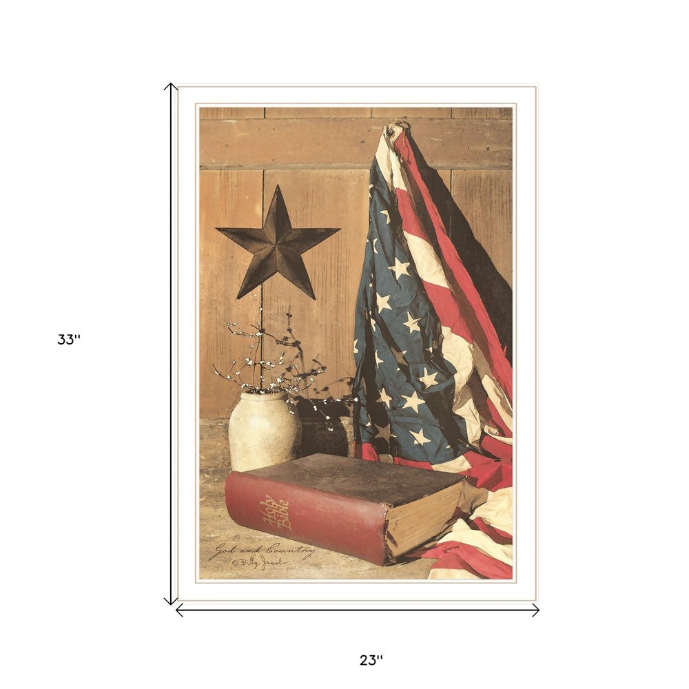 God and Country 7 White Framed Print Wall Art HomeRoots