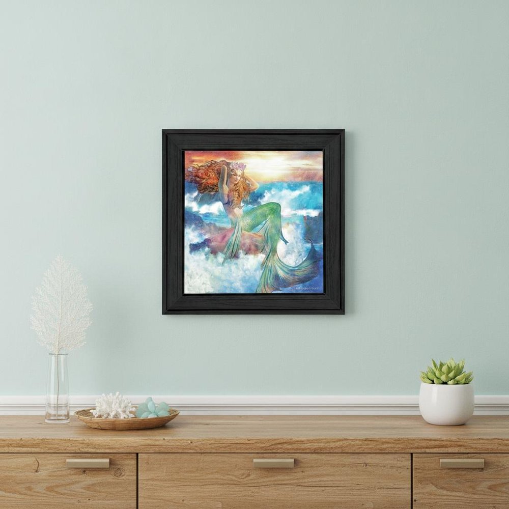 Sunset Mermaid 1 Black Framed Print Wall Art HomeRoots