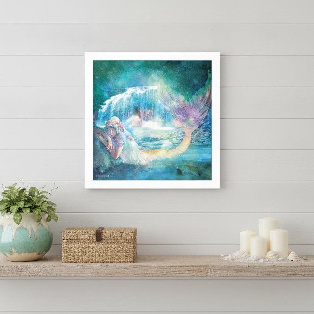Woodland Cove Mermaid 2 White Framed Print Wall Art HomeRoots