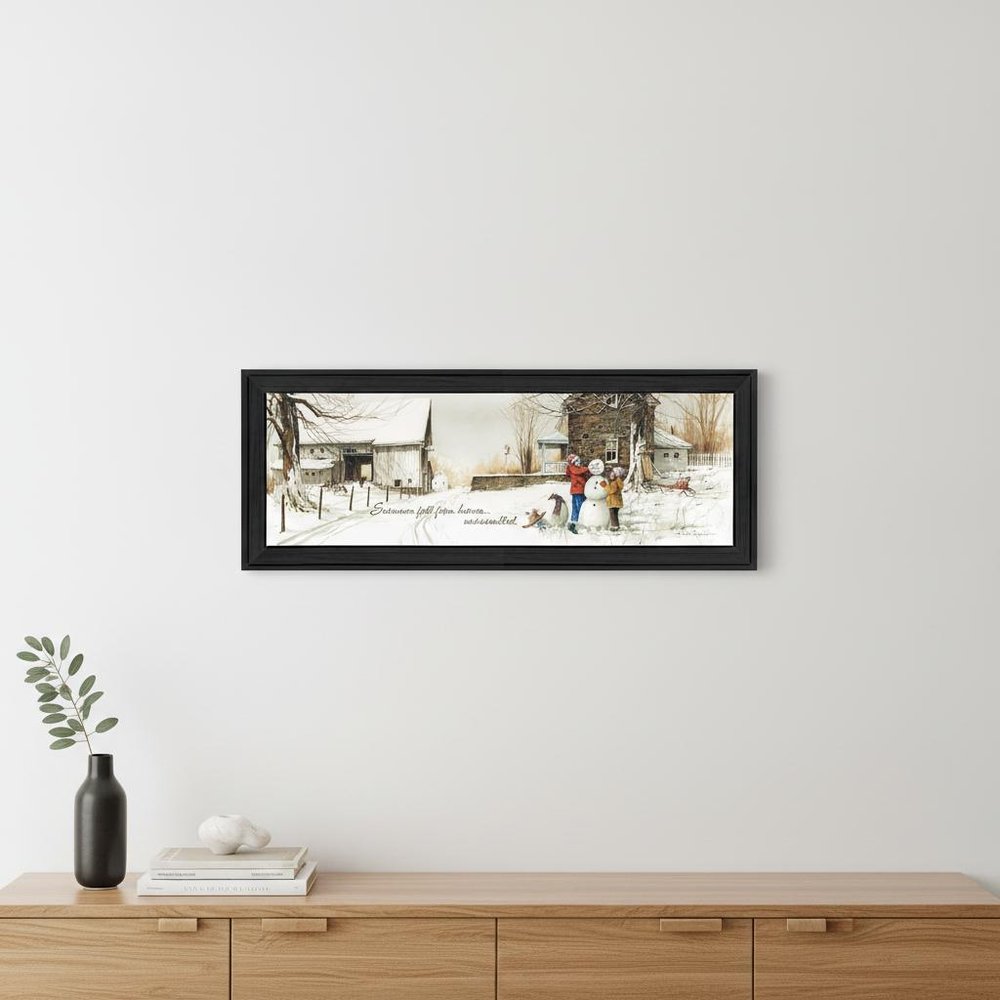 Snowmen from Heaven 1 Black Framed Print Wall Art HomeRoots