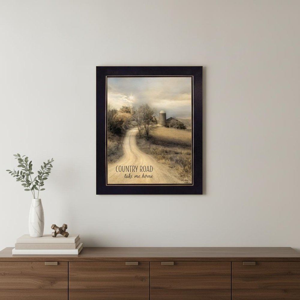 Country Road Take Me 2 Black Framed Print Wall Art HomeRoots