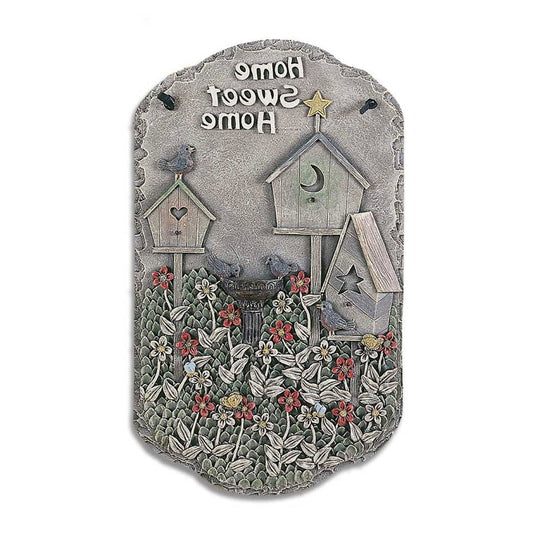 13" X 8" Gray And Ivory Bird Home Sweet Home Polyresin Wall Decor