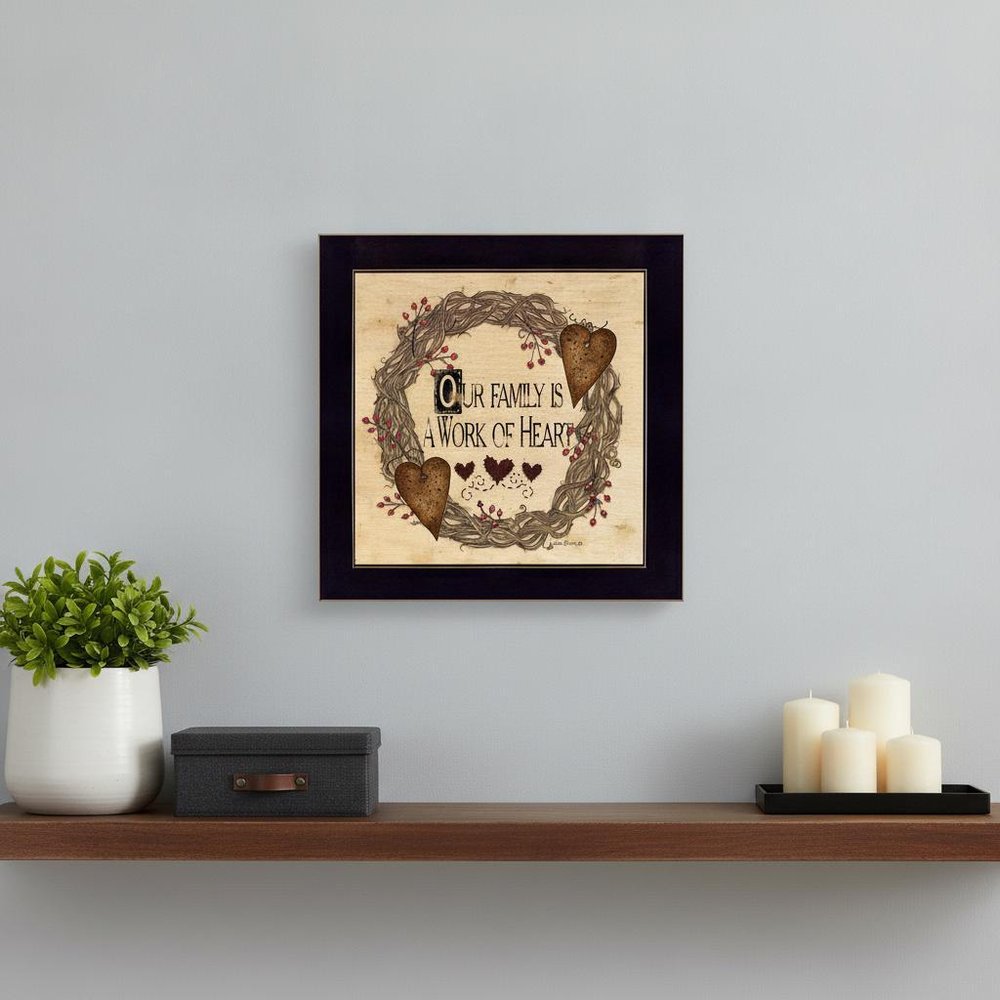 Our Family is a work of the Heart Linda Spivey Ready to Hang Framed Print Black Frame Black Framed Print Wall Art HomeRoots