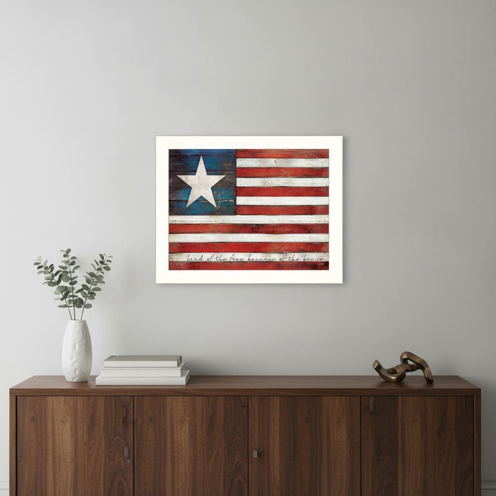 Land of the Free White Framed Print Wall Art HomeRoots
