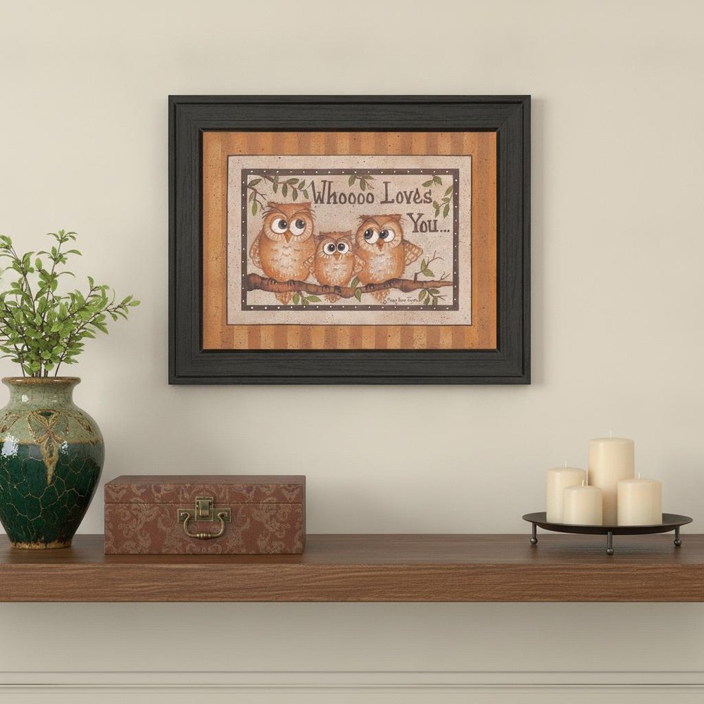 Whoooo Loves You Black Framed Print Wall Art HomeRoots